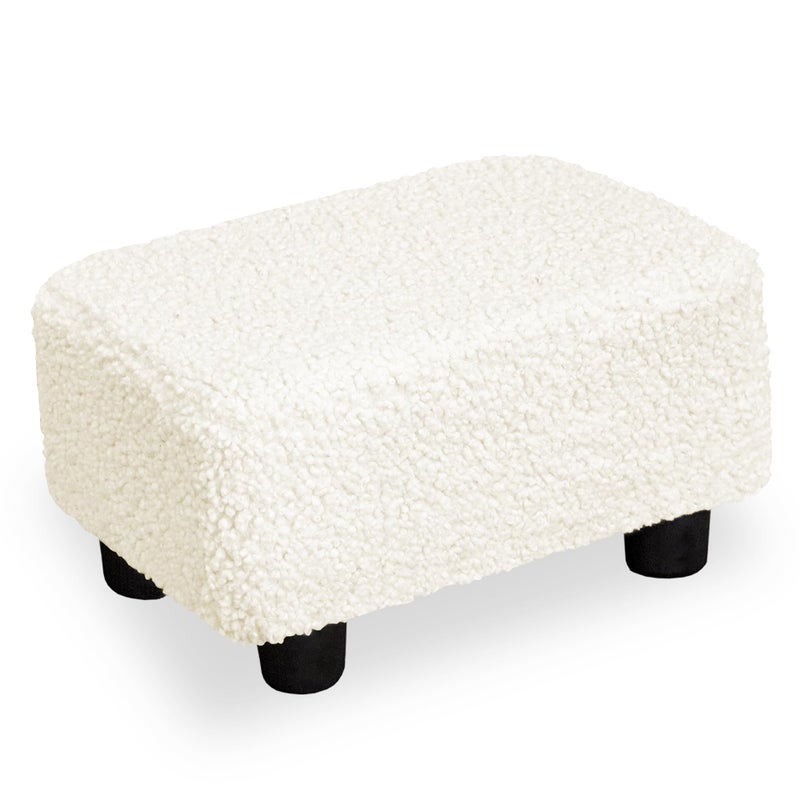 CAROLMADE Small Foot Stool Ottoman Footstool with Legs Under Desk Footrest for Living Room Bedroom and Office, Soft Ivory White - Image 1