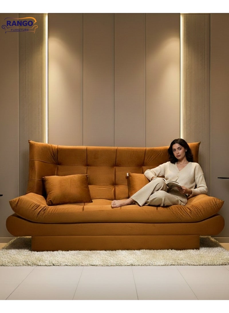 Rango A sofa bed, suitable for living rooms, guest rooms, and small spaces, from Rango Furniture, 120 x 190 cm, Havana color. - Image 1