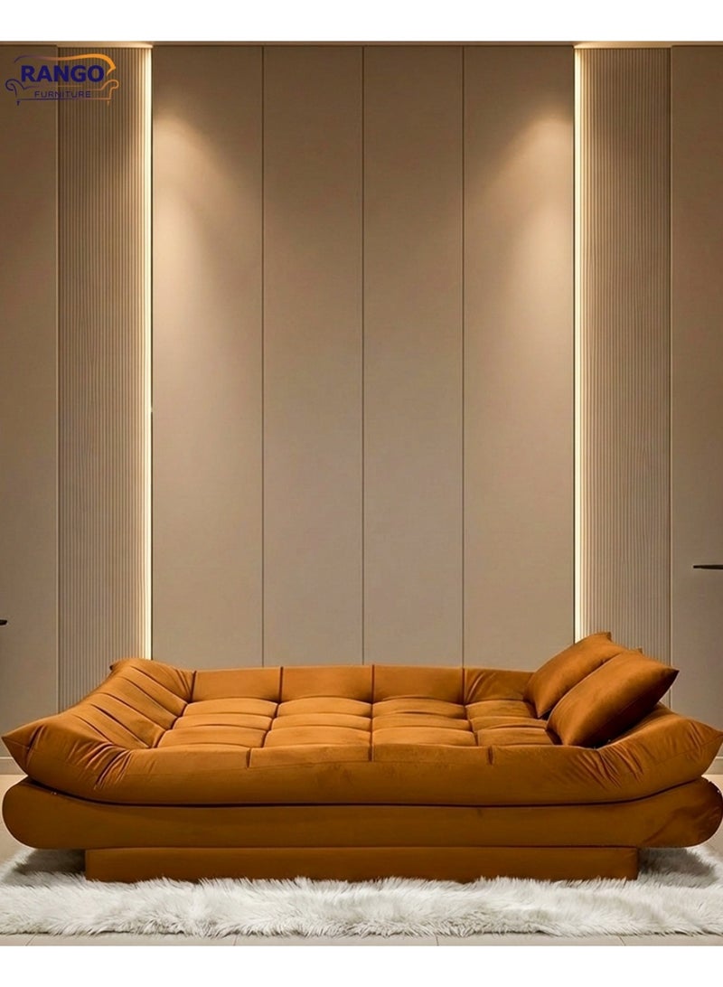 Rango A sofa bed, suitable for living rooms, guest rooms, and small spaces, from Rango Furniture, 120 x 190 cm, Havana color. - Image 3