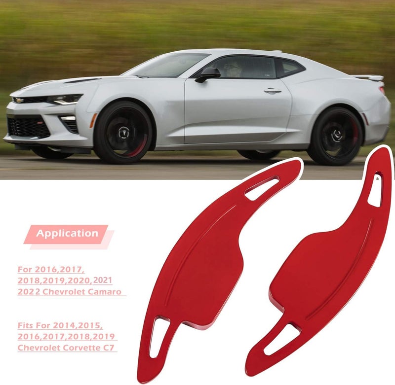 Bonbo Red Aluminum Steering Paddle Shifter Extension Cover Trim Interior Accessories for Chevrolet Camaro 2016-2022, 2014-2019 Chevrolet Corvette C7 - Image 2