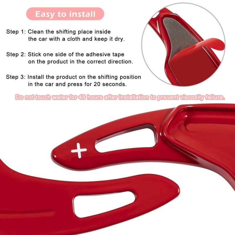 Bonbo Red Aluminum Steering Paddle Shifter Extension Cover Trim Interior Accessories for Chevrolet Camaro 2016-2022, 2014-2019 Chevrolet Corvette C7 - Image 4