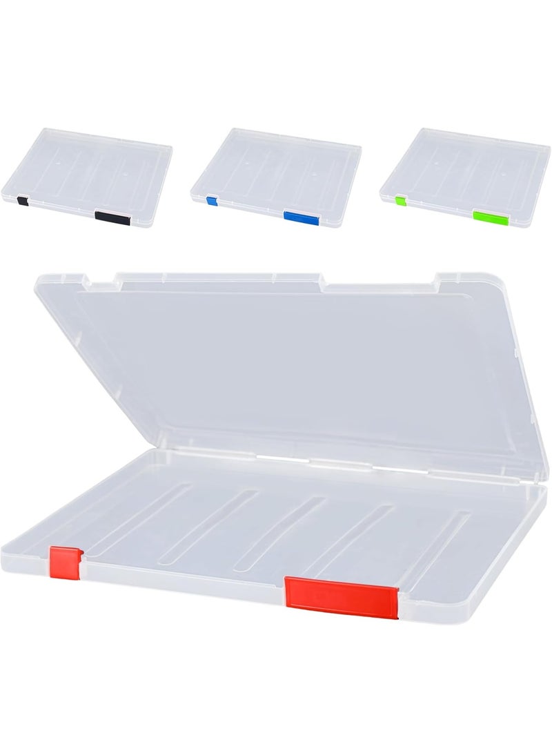 YelaJoy Paper Storage Containers 4 Pack Scrapbook Storage Box Portable Project Case for 31 x 23 cm Paper Letter Plastic Document Box A4 File Box for Organizing Desktop File, Stamps, Photos, Cards - Image 1