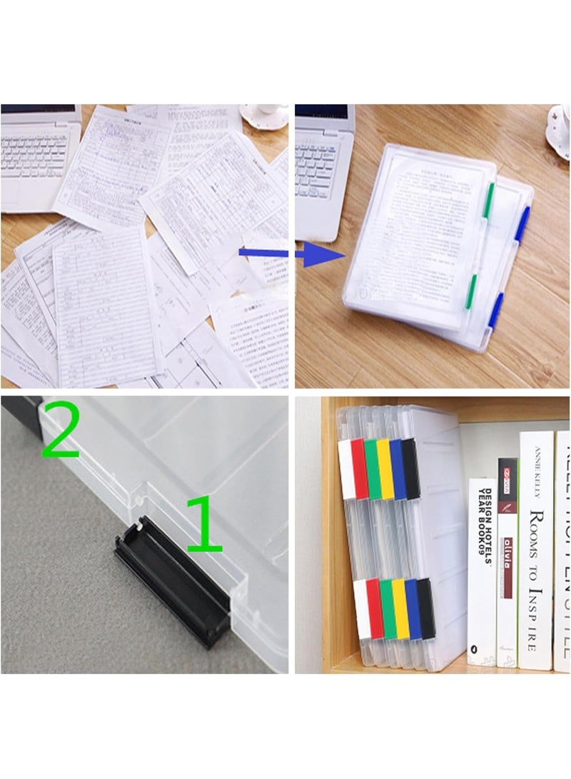 YelaJoy Paper Storage Containers 4 Pack Scrapbook Storage Box Portable Project Case for 31 x 23 cm Paper Letter Plastic Document Box A4 File Box for Organizing Desktop File, Stamps, Photos, Cards - Image 5