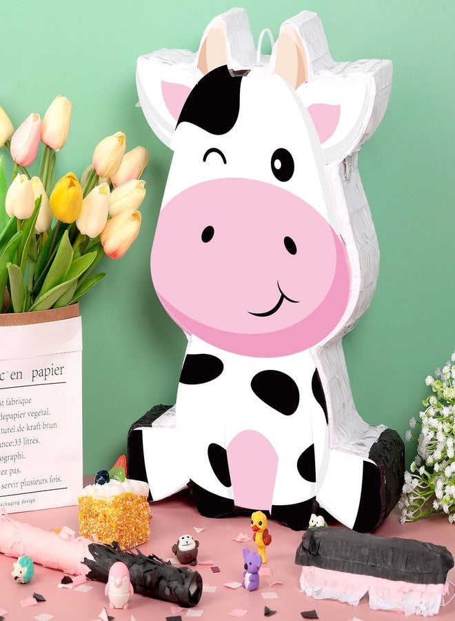 اوريهير بينياتا بقرة من أوريير مع عصابة للعينين ومضرب، لوازم حفلات أعياد الميلاد بطابع حيوانات المزرعة، بينياتا بقرة لتزيين هدايا حفلات أعياد الميلاد، 16 × 12 × 3.2 بوصة - Image 2
