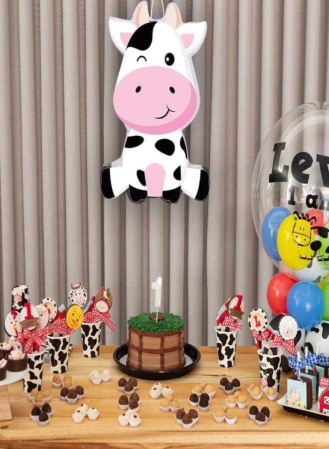 اوريهير بينياتا بقرة من أوريير مع عصابة للعينين ومضرب، لوازم حفلات أعياد الميلاد بطابع حيوانات المزرعة، بينياتا بقرة لتزيين هدايا حفلات أعياد الميلاد، 16 × 12 × 3.2 بوصة - Image 3