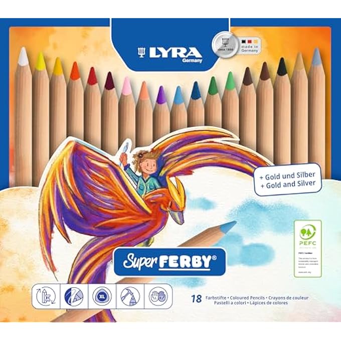 SUPER FERBY COLOUR PENCILS, ASSORTED UNPAINTED 18 FARBSTIFTE FERBY NATUR MULTICOLORED