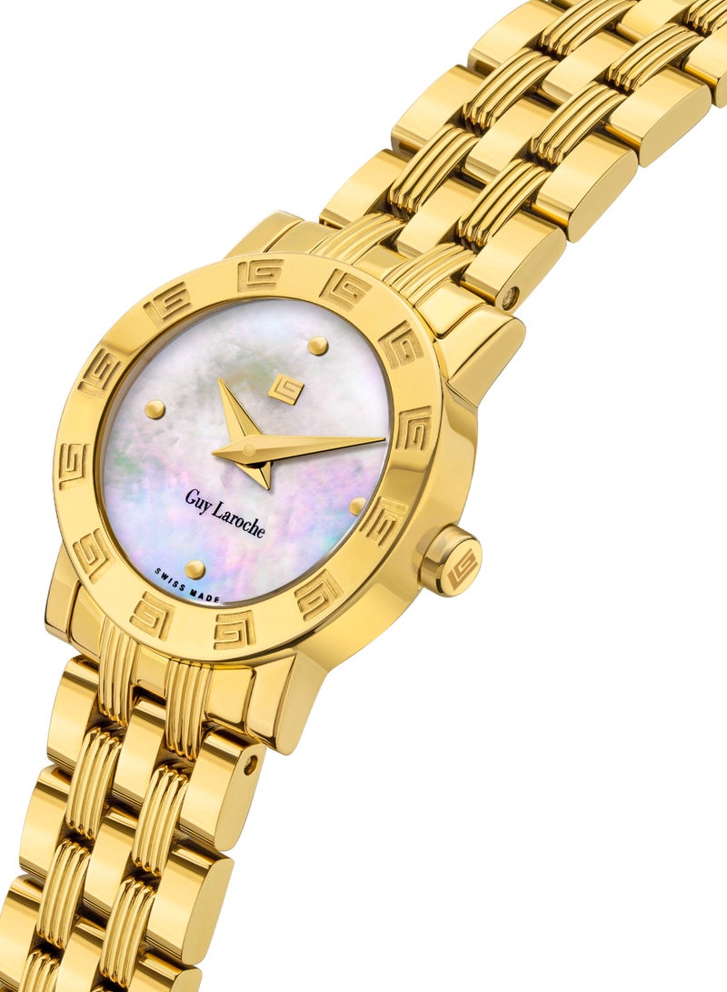 Guy Laroche Alex Watch for Women with Yellow Gold Stainless Steel Bracelet 22 mm 5 Atm  - Image 2