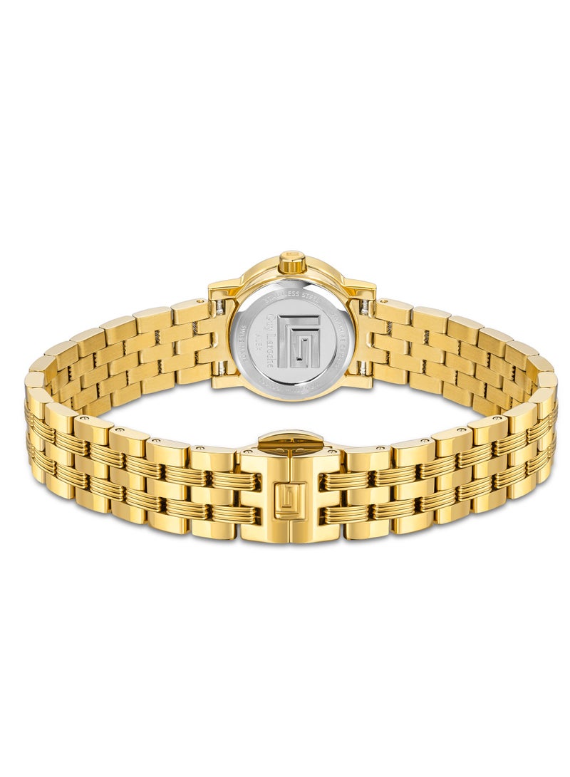 Guy Laroche Alex Watch for Women with Yellow Gold Stainless Steel Bracelet 22 mm 5 Atm  - Image 3