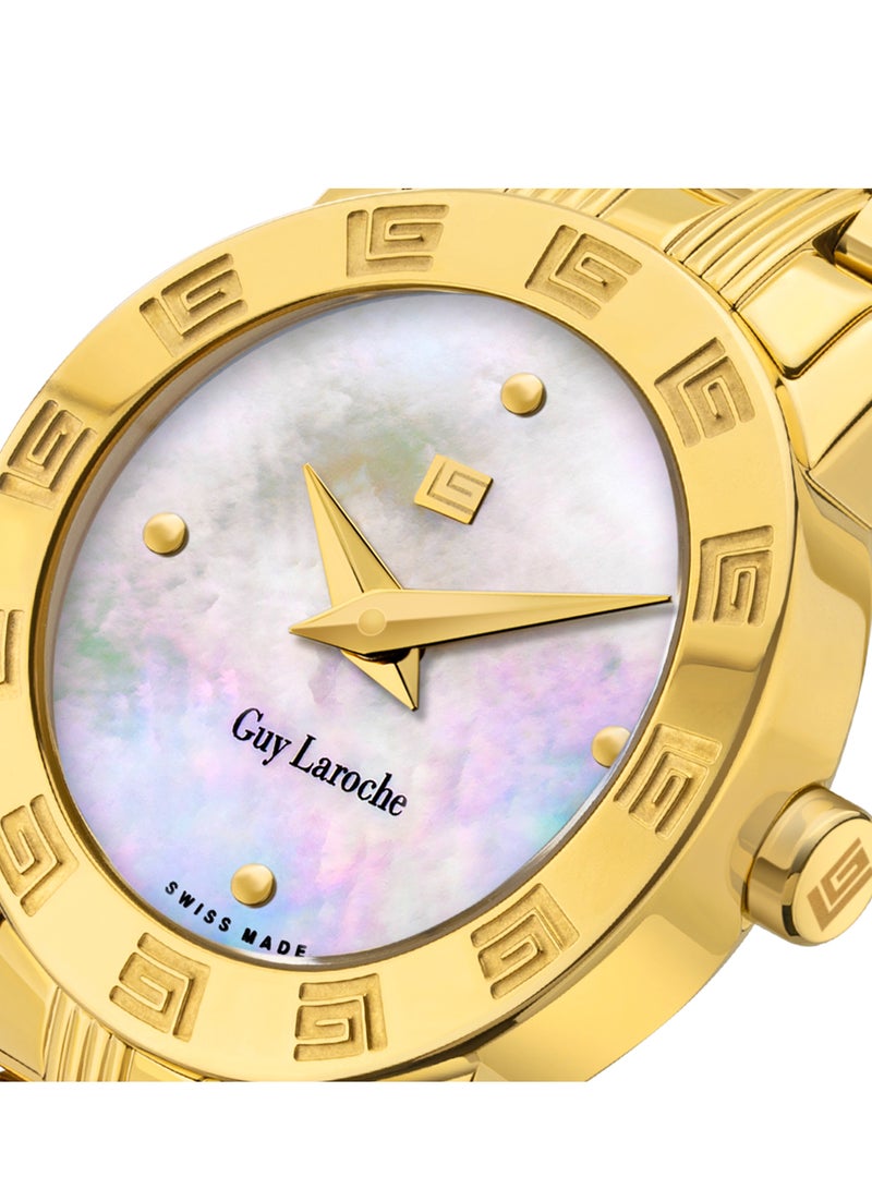 Guy Laroche Alex Watch for Women with Yellow Gold Stainless Steel Bracelet 22 mm 5 Atm  - Image 4