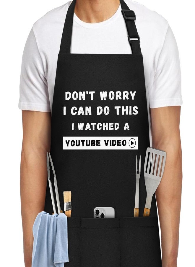 NLUS Funny Aprons for Men, Men’s Funny Apron for Chef Cooking Grilling BBQ with 3 Pockets, Gifts for Christmas Father's Day Birthday - Image 1