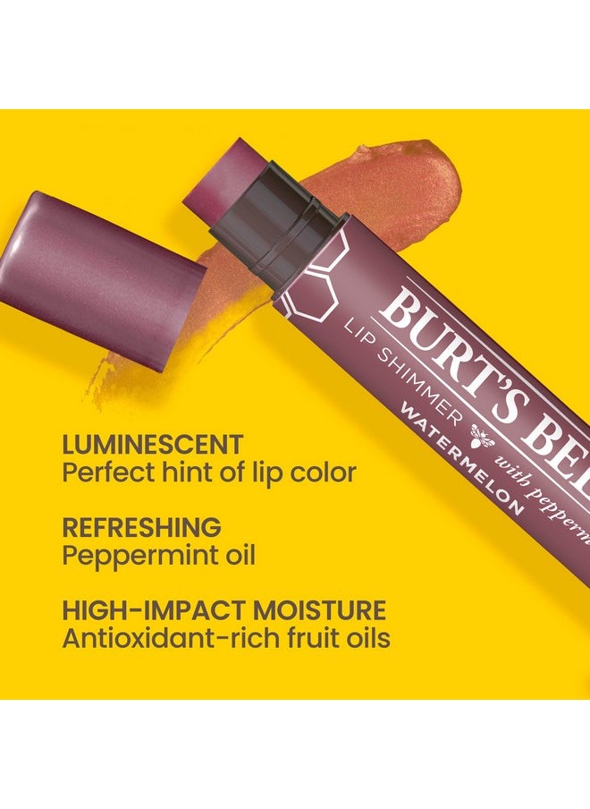 Shimmer Lip Tint Stocking Stuffers Set, Tinted Lip Balm Stick, Moisturizing For All Day Hydration With Natural Glowy Pigmented Finish & Buildable Color, Watermelon (4-Pack)