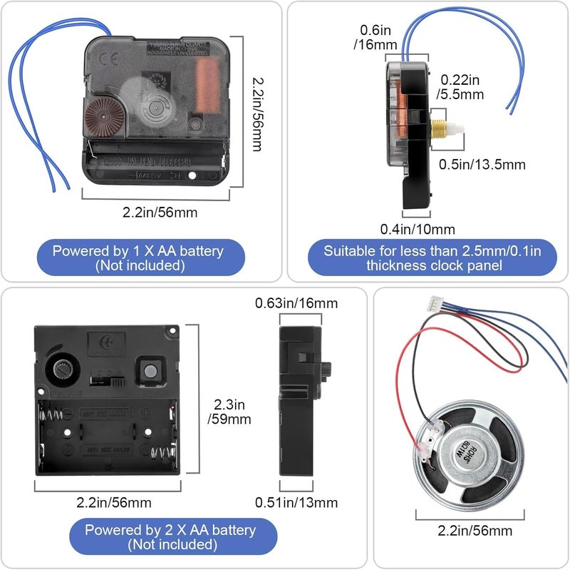 EEEKit Chiming Clock Mechanism Replacement, Battery Motors with Chime Melody Hour Trigger and 3 Set Hands for Vintage Grandpa Clock Repair Parts - Image 2