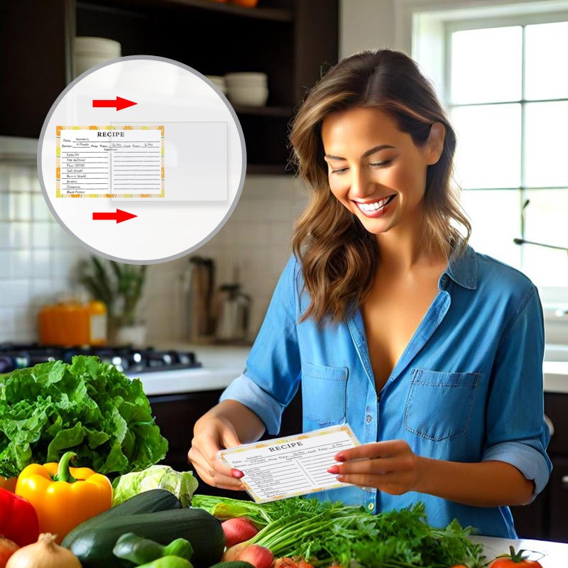 Mecefeno Recipe Card Protectors, Recipe Card Covers Index Card Sleeves Protect Recipes Kitchen Plastic Cookbook Sheet Protectors Cookbook Page Sleeve - 100 Count 3Ã—5 Inch - Image 5