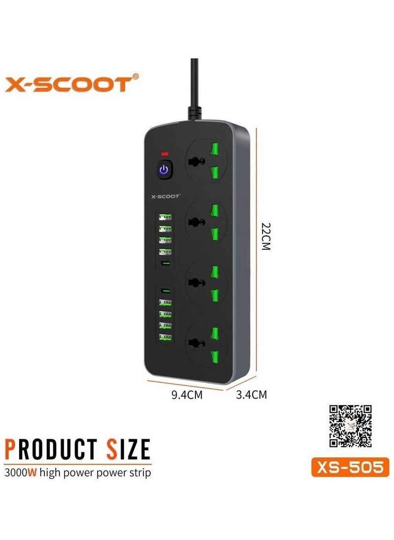 أكس-سكوت - X-SCOOT XS-505 مشترك مع 4 منافذ بسكويت و 8 منافذ USB و 2 فتحة TP-C 3000 وات - Image 1