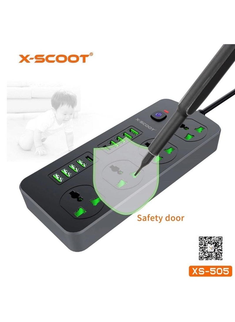 أكس-سكوت - X-SCOOT XS-505 مشترك مع 4 منافذ بسكويت و 8 منافذ USB و 2 فتحة TP-C 3000 وات - Image 1