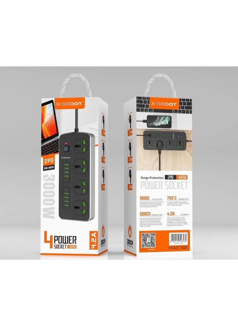 أكس-سكوت - X-SCOOT XS-505 مشترك مع 4 منافذ بسكويت و 8 منافذ USB و 2 فتحة TP-C 3000 وات - Image 1