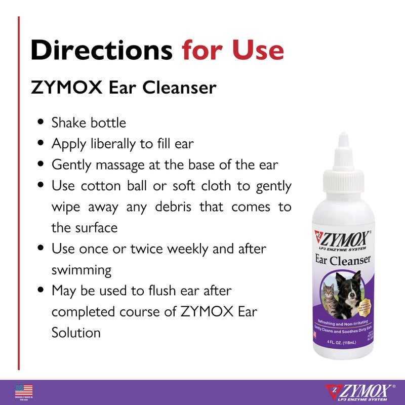 Zymox Ear Cleanser Solution for Dogs and Cats, 4oz - Image 5