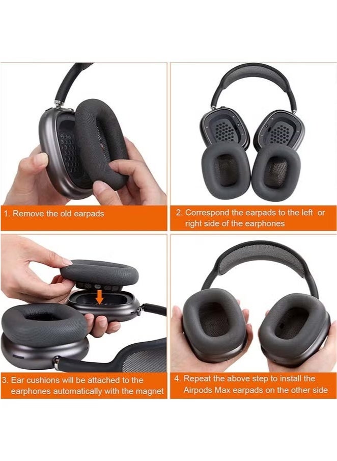 Sakulight Ear Cushions for AirPods Max Headphones Earpads Replacement Ear Pad Covers Earmuffs with Protein Leather, Memory Foam and Magnet Black - Image 5