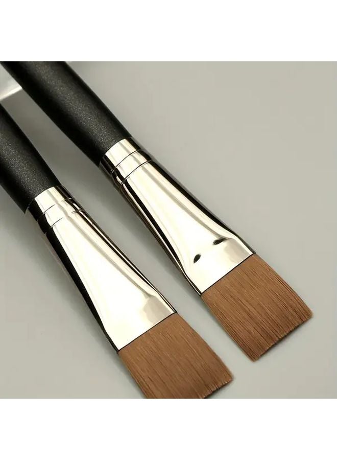 فرشاة أساس مربعة مسطحة سوداء بشعيرات بوليستر ناعمة ومقبض مريح - Image 5