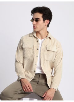 Beyoung Cream Flap Pocket Corduroy Shirt  - Image 5