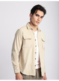 Beyoung Cream Flap Pocket Corduroy Shirt  - Image 4
