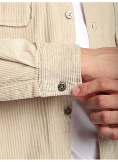 Beyoung Cream Flap Pocket Corduroy Shirt  - Image 3