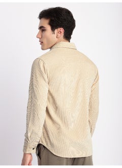 Beyoung Cream Flap Pocket Corduroy Shirt  - Image 2