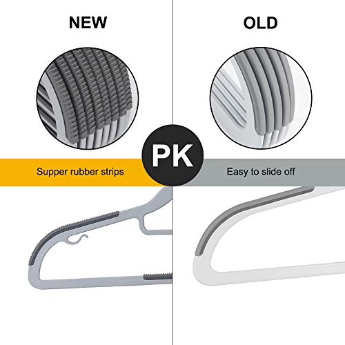 FSUTEG Coat Hangers, Pack of 50 Plastic Clothes Hangers, Space-Saving,Super Non-Slip,11lb Weight Capacity (Grey) - Image 3