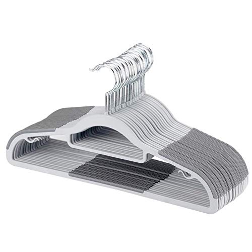 FSUTEG Coat Hangers, Pack of 50 Plastic Clothes Hangers, Space-Saving,Super Non-Slip,11lb Weight Capacity (Grey) - Image 1
