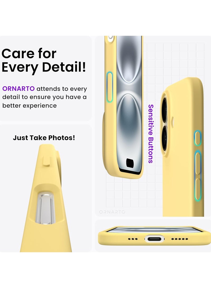 ACLIX Silicone Case Compatible with iPhone 16, Slim Liquid Silicone, Layers of Soft Gel Rubber Shockproof, Protective Phone Case Cover with TPU Lining (Butter Yellow) - Image 3