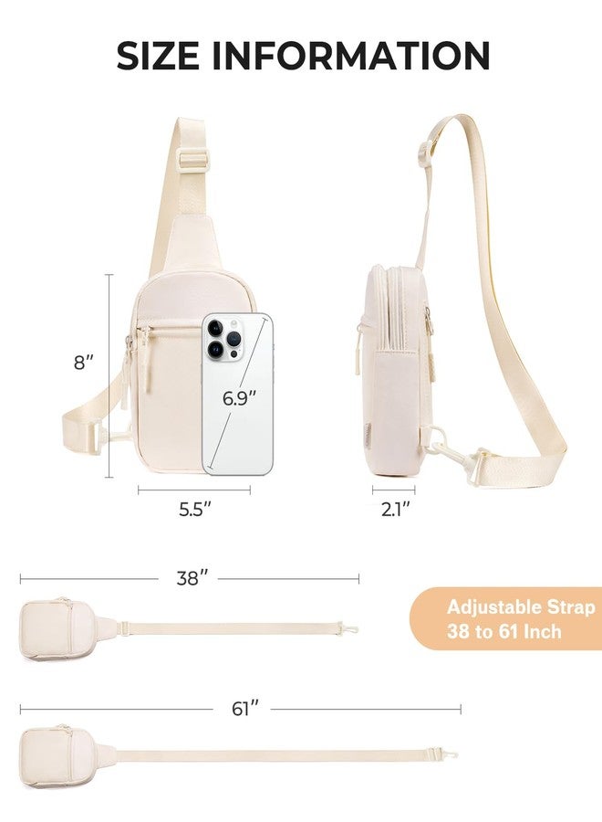 CHOLISS Small Crossbody Bags for Women and Men, Sling Backpack Travel Bag Nylon, Ivory, Small, Small Crossbody Bags for Women and Men - Image 4