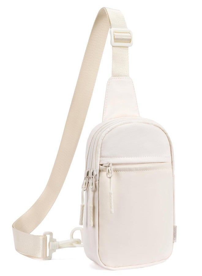 CHOLISS Small Crossbody Bags for Women and Men, Sling Backpack Travel Bag Nylon, Ivory, Small, Small Crossbody Bags for Women and Men - Image 1
