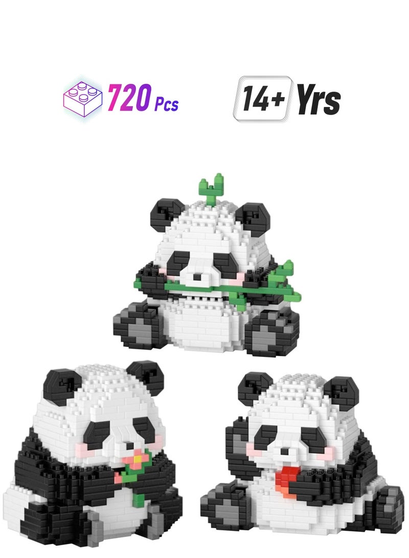 Excefore Micro Building Blocks Animal Set, 3 in 1 Panda Mini Building Blocks, DIY Mini 3D Building Toy Bricks, 720 PCS Micro Mini Panda Building Toy Bricks for Adults, Kids  - Image 1