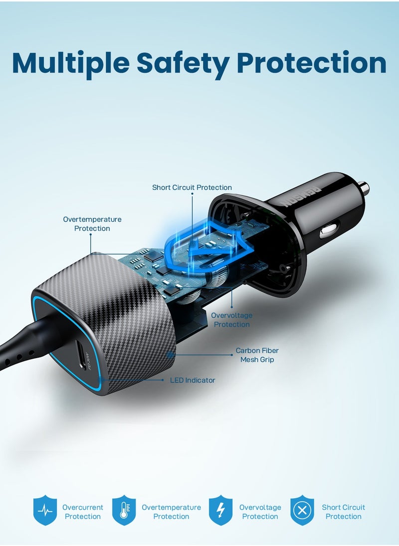Remson - Remson Presto Charge 57W Super-Fast Power Delivery 3.0 Car Charger USB-C Port with Built-In Lightning Cable Compatible with iPhone 14 Pro Max/14 Plus/13 Pro Max/12 - Image 1