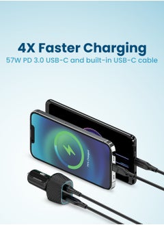 Remson Remson Presto Charge 57W Super-Fast Power Delivery 3.0 Car Charger USB-C Port with Built-In Lightning Cable Compatible with iPhone 14 Pro Max/14 Plus/13 Pro Max/12  - Image 2