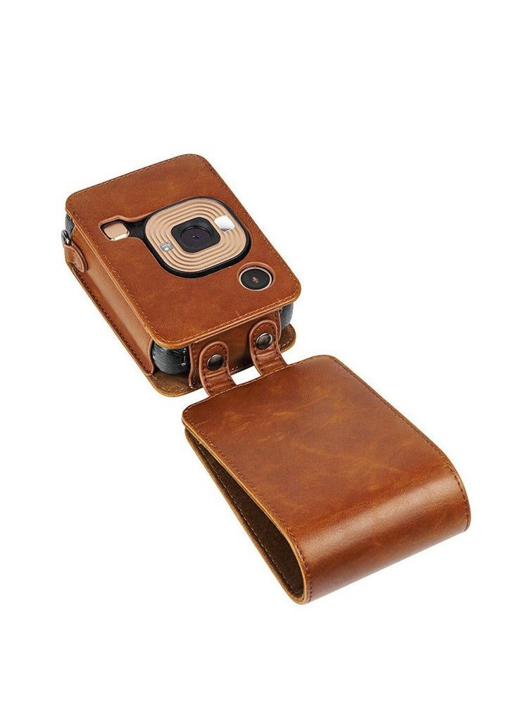 Generic PU Leather Camera Case Cover Bag Compatible with Fujifilm Instax Mini LiPlay Camera - Brown  - Image 5