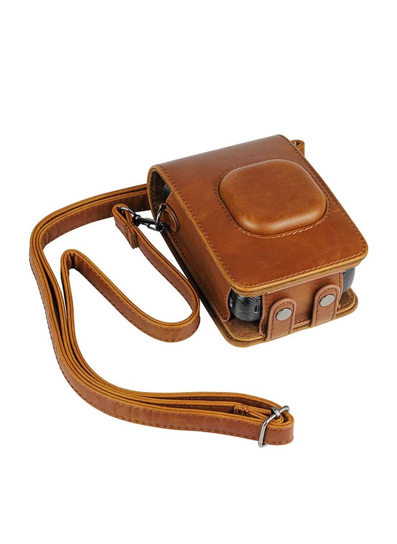 Generic PU Leather Camera Case Cover Bag Compatible with Fujifilm Instax Mini LiPlay Camera - Brown  - Image 4