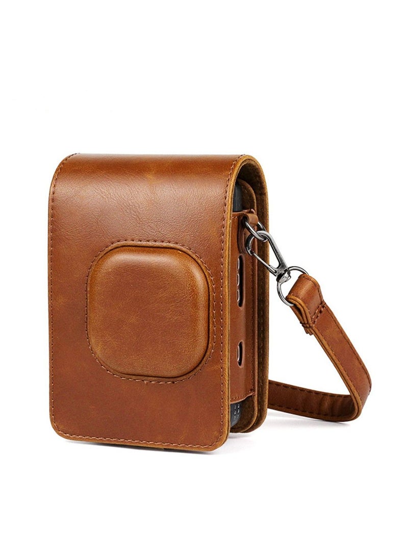 Generic PU Leather Camera Case Cover Bag Compatible with Fujifilm Instax Mini LiPlay Camera - Brown  - Image 1
