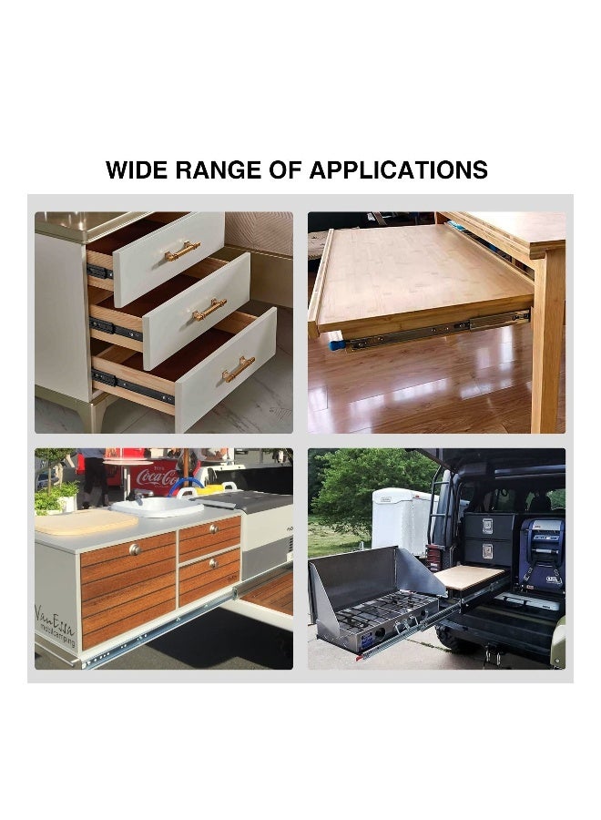 Heavy-Duty 250mm Full Extension Drawer Slides for Kitchen Cabinets - Side Mount Ball Bearing Rails with 45kg Load Capacity - Durable Black Replacement Glides  - Image 3