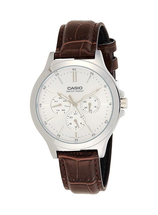 Casio Men's Watch - MTP-V300L-7AUDF White Dial, Brown Band - Image 1