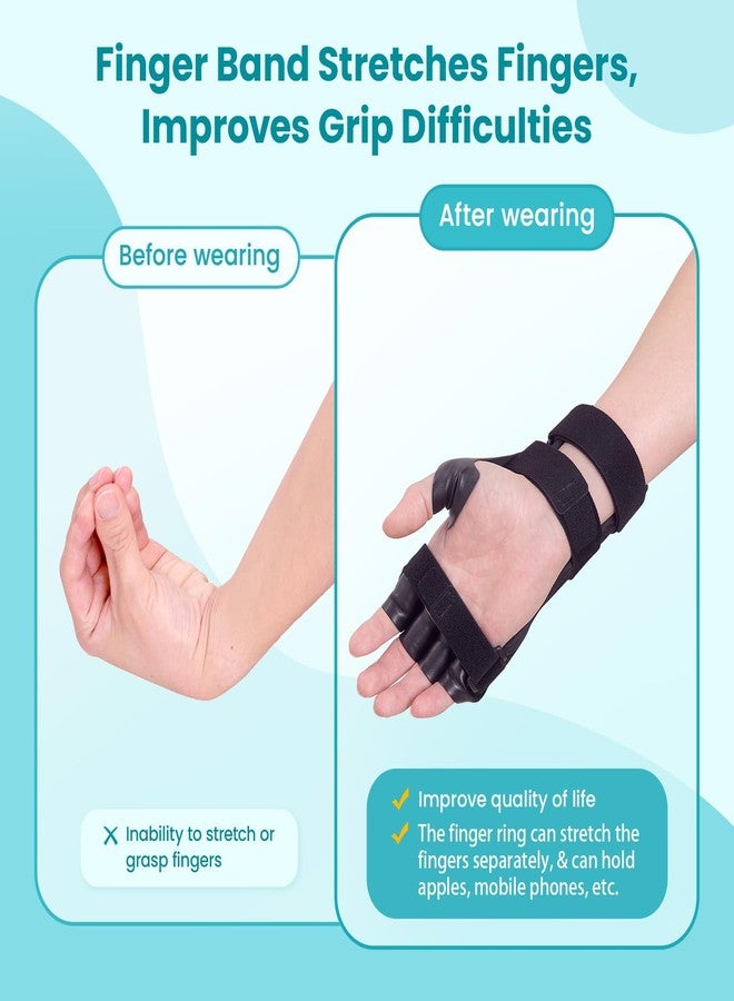 DrFinger جبيرة شلل العصب الكعبري لعلاج تدلي الرسغ، ومدّ الأصابع الخمسة، وتعافي مرضى السكتة الدماغية، وعرج الأصابع، وشلل العكازات، وجراحة استبدال مفصل السلامية المشطية، لليد اليمنى واليسرى - أسود - Image 3