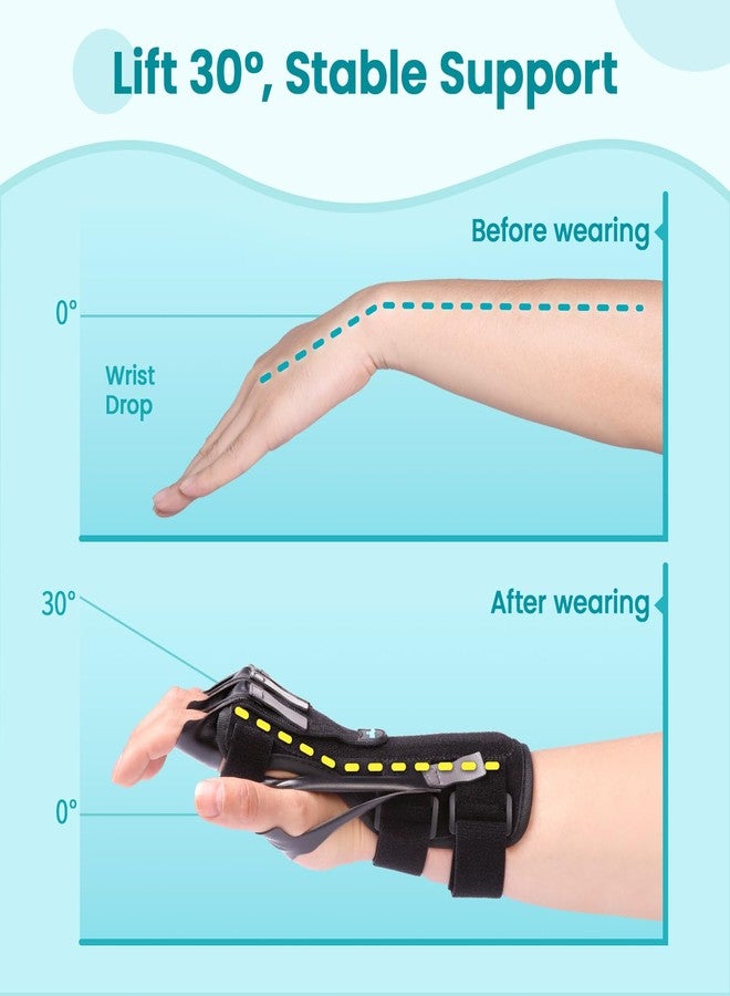 DrFinger جبيرة شلل العصب الكعبري لعلاج تدلي الرسغ، ومدّ الأصابع الخمسة، وتعافي مرضى السكتة الدماغية، وعرج الأصابع، وشلل العكازات، وجراحة استبدال مفصل السلامية المشطية، لليد اليمنى واليسرى - أسود - Image 5
