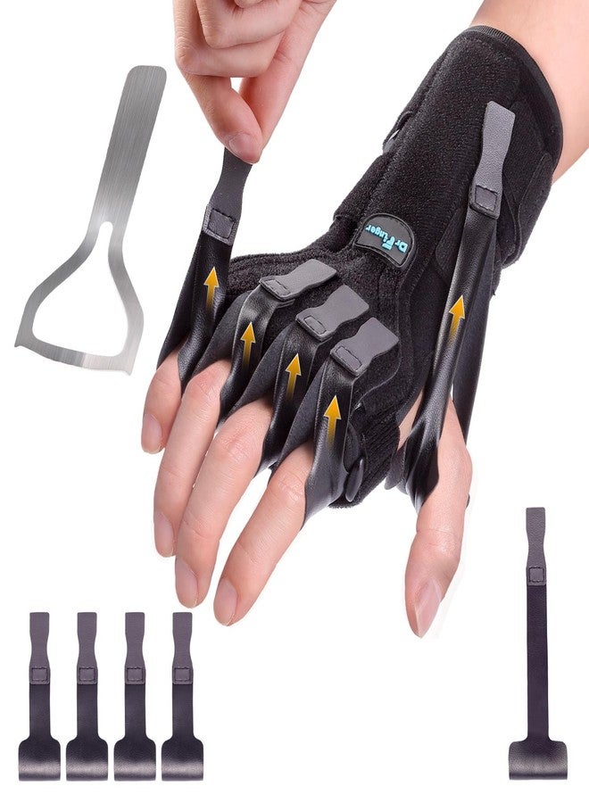 DrFinger جبيرة شلل العصب الكعبري لعلاج تدلي الرسغ، ومدّ الأصابع الخمسة، وتعافي مرضى السكتة الدماغية، وعرج الأصابع، وشلل العكازات، وجراحة استبدال مفصل السلامية المشطية، لليد اليمنى واليسرى - أسود - Image 1