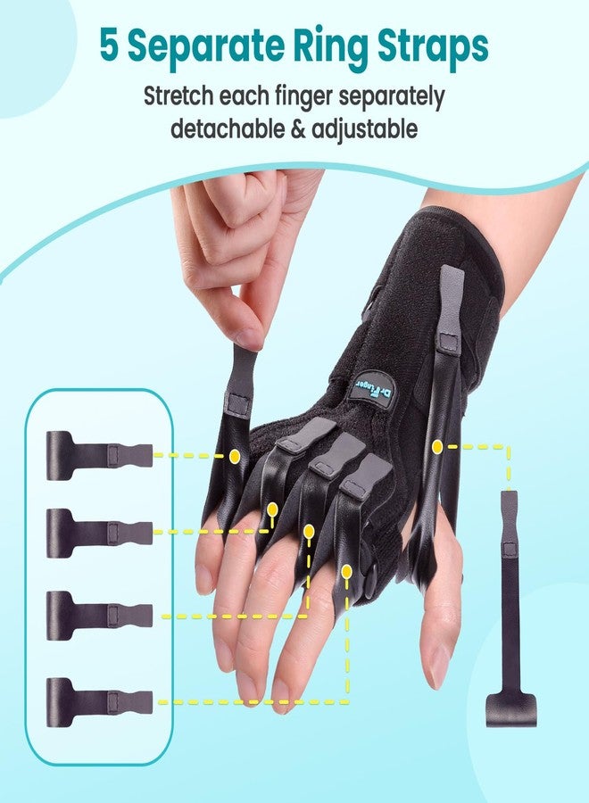 DrFinger جبيرة شلل العصب الكعبري لعلاج تدلي الرسغ، ومدّ الأصابع الخمسة، وتعافي مرضى السكتة الدماغية، وعرج الأصابع، وشلل العكازات، وجراحة استبدال مفصل السلامية المشطية، لليد اليمنى واليسرى - أسود - Image 4