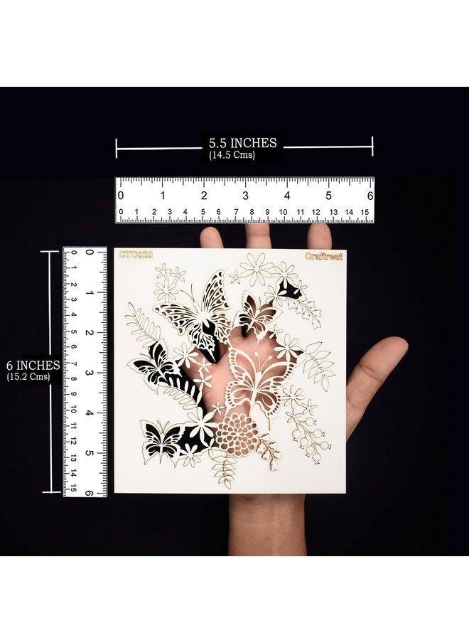 CrafTreat - Butterfly Laser Cut Chipboard Embellishments For Card Making And Scrapbooking Butterfly Delight Size: 5.5X6 Inches Wooden Laser Cut Leaf Embellishments For Crafts - Image 1