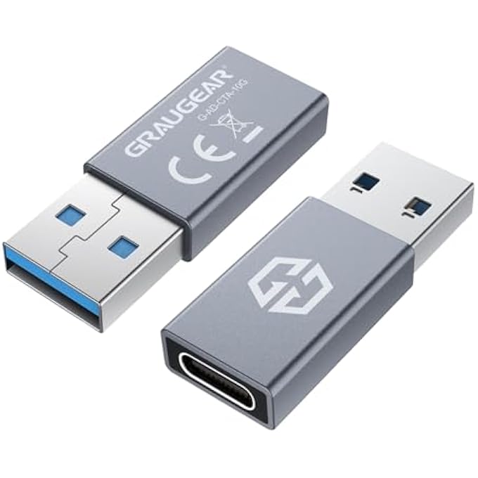 GRAUGEAR USB C TO USB A, DOUBLE SIDES 10 GBPS DATA TRANSFER, GEN 2, USB TYPE-C® ADAPTER TYPE-C® FEMALE TO TYPE-A MALE - Image 1