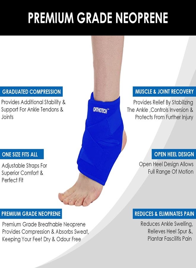 Orthotech Adjustable Ankle Support Brace | Compression Wrap for Pain Relief and Injury Recovery | Breathable Fabric | Ankle Belt for Men and Women (Pack of 1 - Blue) - Image 4