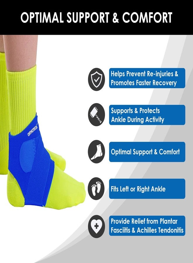 Orthotech Adjustable Ankle Support Brace | Compression Wrap for Pain Relief and Injury Recovery | Breathable Fabric | Ankle Belt for Men and Women (Pack of 1 - Blue) - Image 3