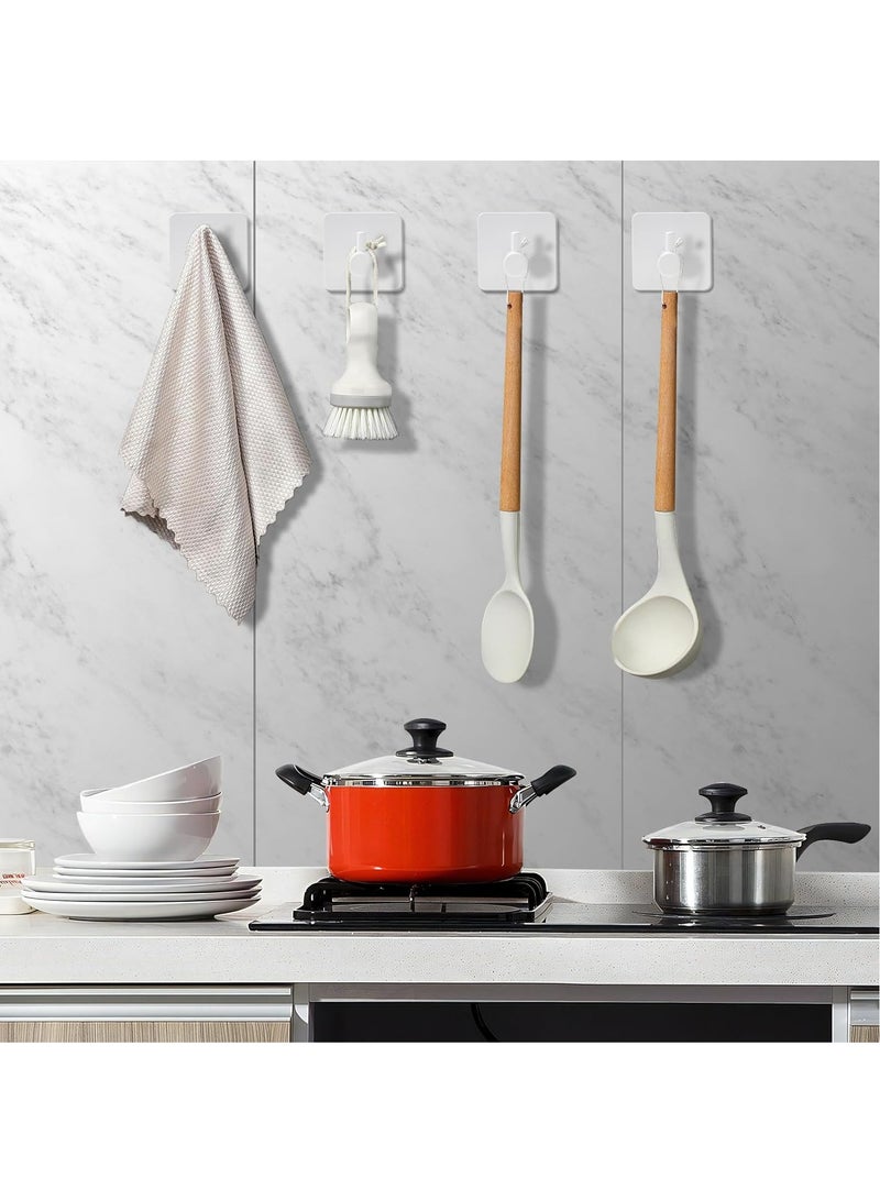 مجموعة من 6 خطافات منشفة بدون حفر - أبيض، تُستخدم كمشبك مناشف في الحمام، خالية من الصدأ مع خيار عملي للمشابك اللاصقة عالية الجودة، تصميم كلاسيكي للخطافات على الحائط. - Image 4