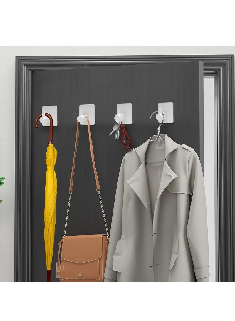 مجموعة من 6 خطافات منشفة بدون حفر - أبيض، تُستخدم كمشبك مناشف في الحمام، خالية من الصدأ مع خيار عملي للمشابك اللاصقة عالية الجودة، تصميم كلاسيكي للخطافات على الحائط. - Image 3